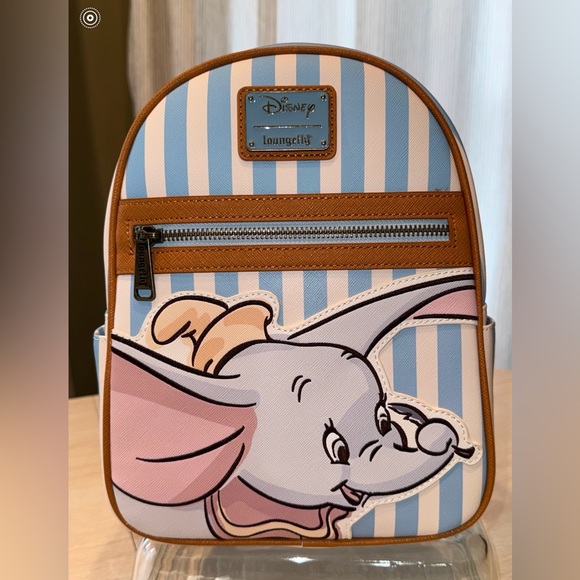 Loungefly Disney Dumbo Faux Leather Striped Mini Backpack - Picture 1 of 1